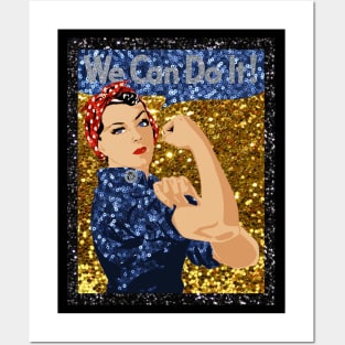 glitter print rosie the riveter Posters and Art